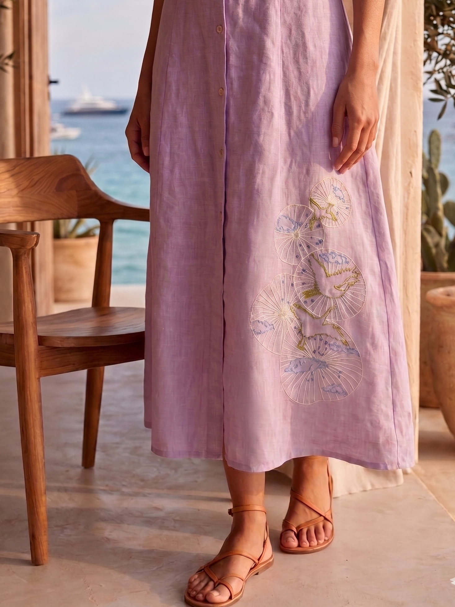 Éclat Linen Midi Dress