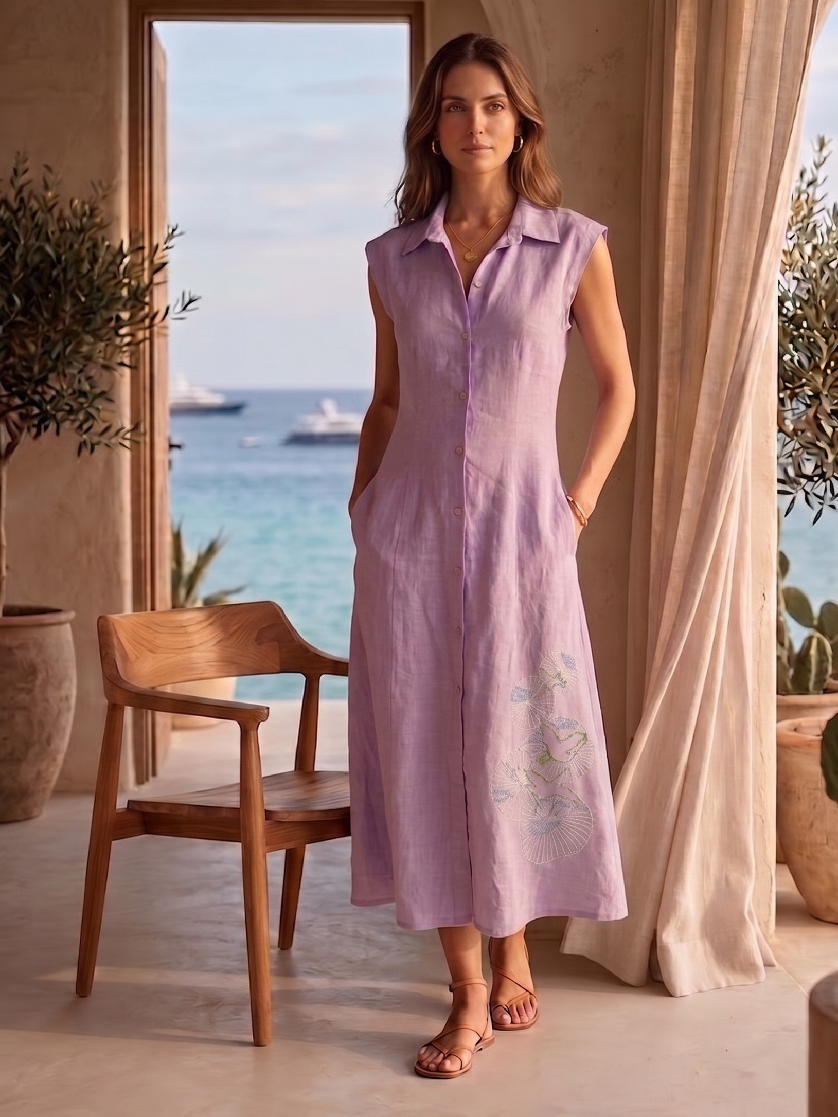 Éclat Linen Midi Dress